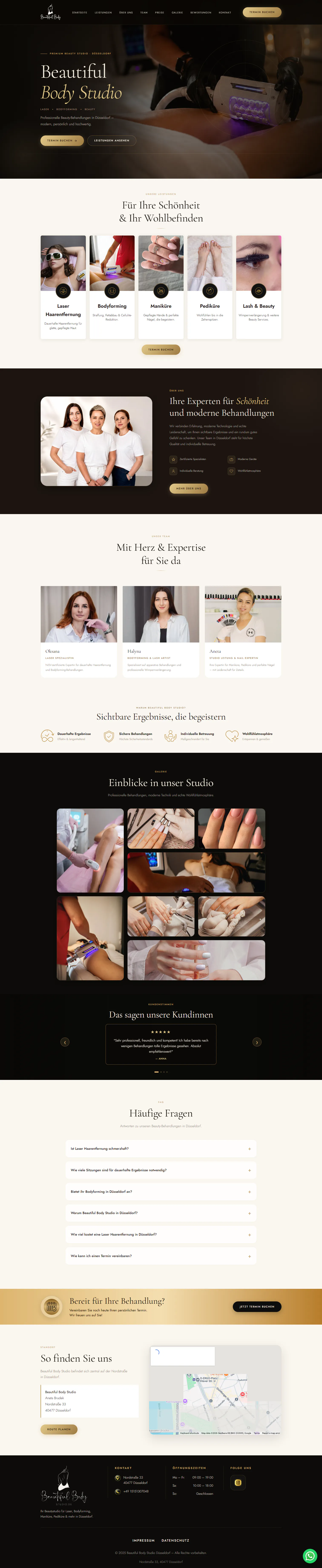 Fullpage-Screenshot der Website Beautiful Body Studio