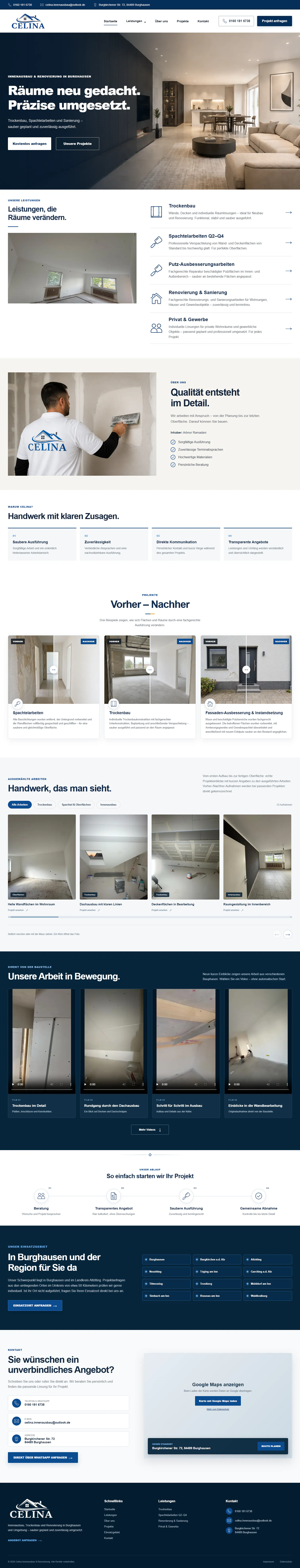 Fullpage-Screenshot der Website Celina Innenausbau