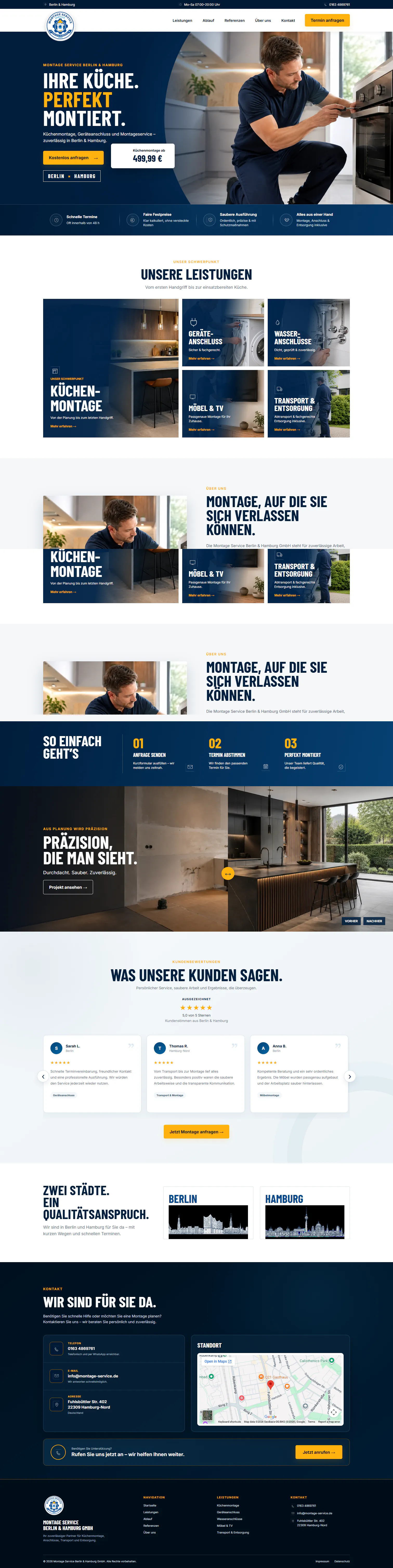 Website-Entwurf für einen Montage-Service