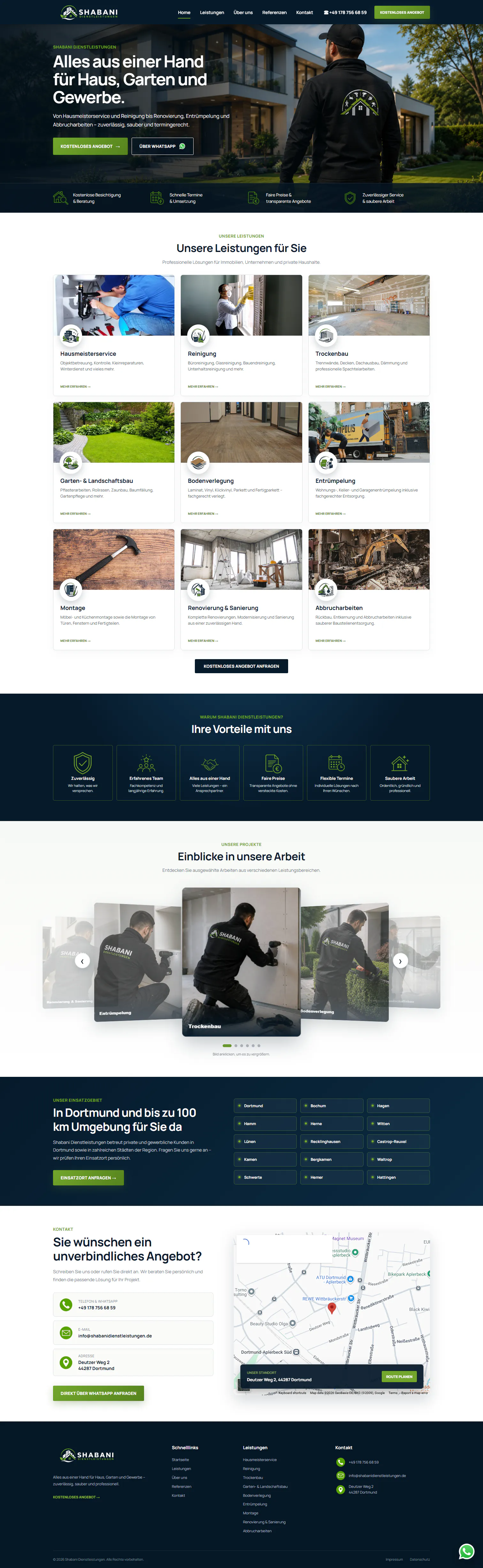Fullpage-Screenshot der Website Shabani Dienstleistungen